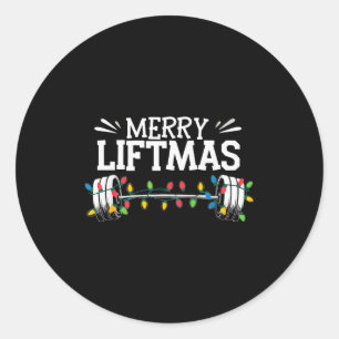 Merry Liftmas Weightlifter Fitness  Classic Round Sticker