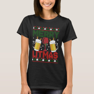 Merry Litmas Wine Beer Christmas Ugly Xmas Sweater
