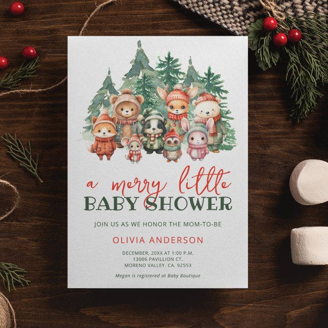Merry Little Сute Winter Baby Shower Invitation (Creator Uploaded)