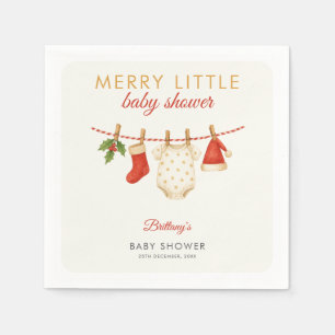 Merry Little Baby Clothesline Baby Shower Napkin