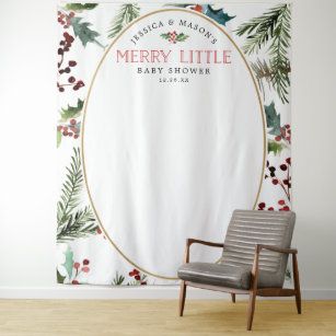Merry Little Baby Shower Backdrop Photo Booth Tapestry