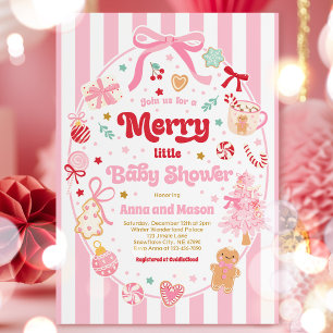 Merry Little Baby Shower Christmas Coquette Bow Invitation