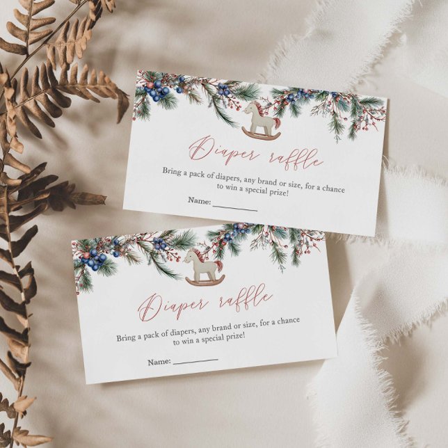 Merry Little Baby Shower Christmas Diaper Raffle Enclosure Card (Creator Uploaded)