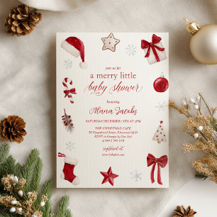 Merry Little Baby Shower Christmas Festive  Invitation