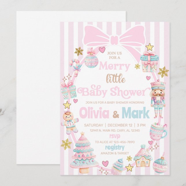 Merry little baby shower Christmas invitation. Invitation (Front/Back)