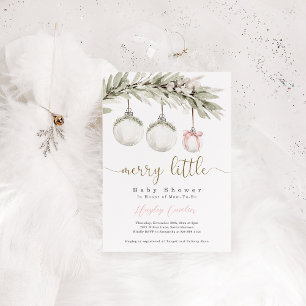 Merry Little Baby Shower Christmas Ornament Invitation