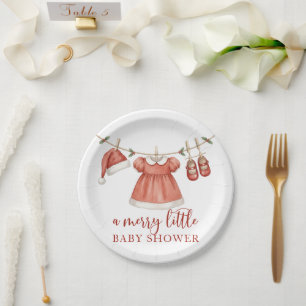 Merry Little Baby Shower Christmas Paper Plates