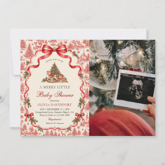Merry Little Baby Shower Christmas Photo Invitation