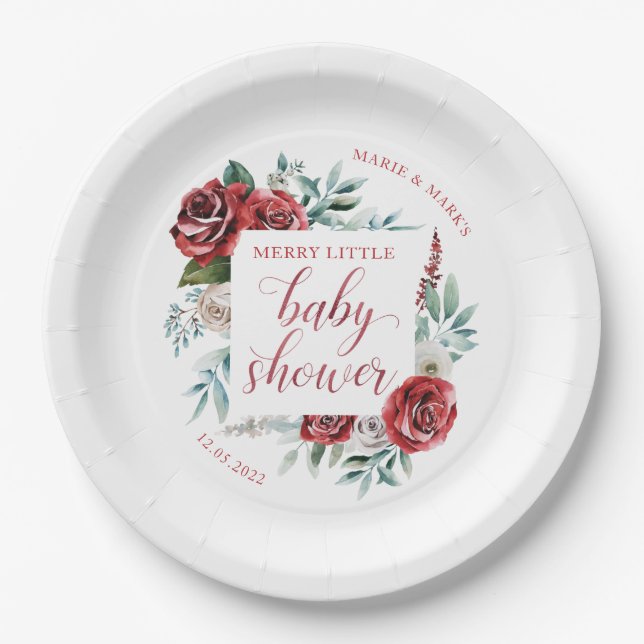 Merry Little Baby Shower Christmas Plates (Front)