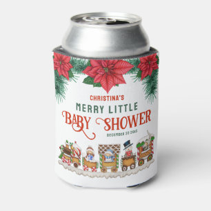 Merry Little Baby Shower Christmas Themed Winter  Can Cooler