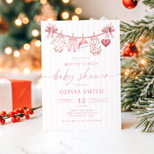 Merry Little Baby Shower Clothesline Pink Stripes