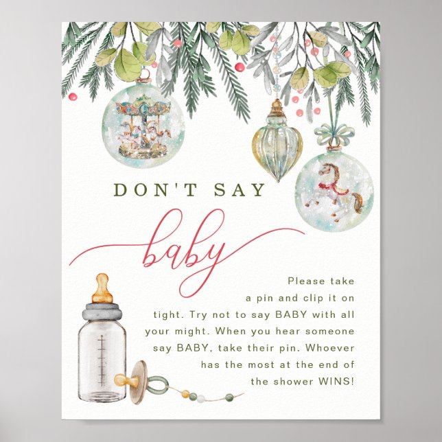 Merry Little Baby Shower Don’t Say Baby Game Sign (Front)