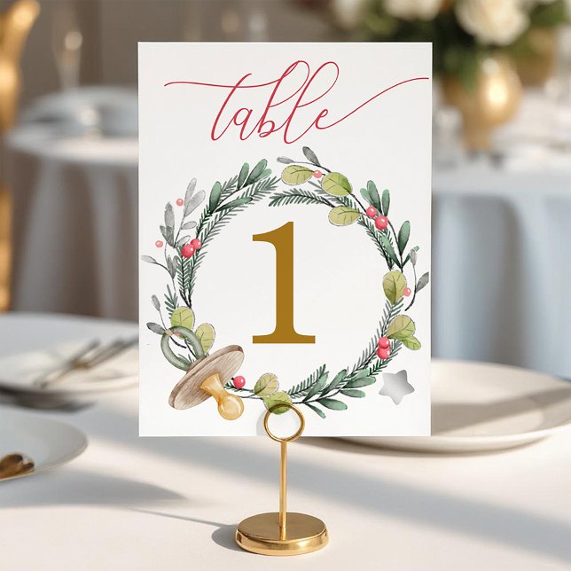 Merry Little Baby Shower Gold Table Numbers (Table Number)
