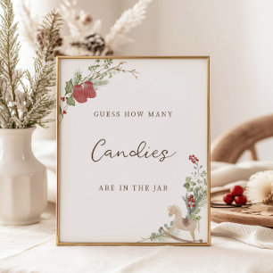 Merry Little Baby Shower Guess How Many Poster