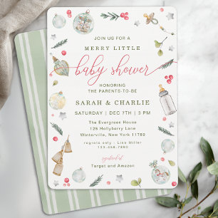Merry Little Baby Shower Holiday Invitation