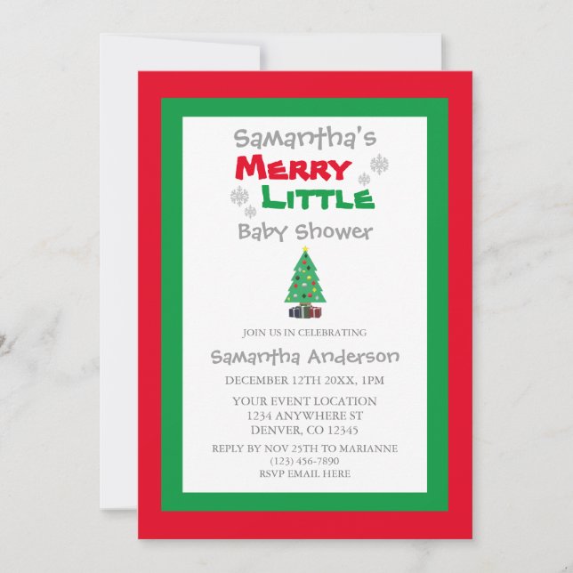 Merry Little Baby Shower Invitation (Front)