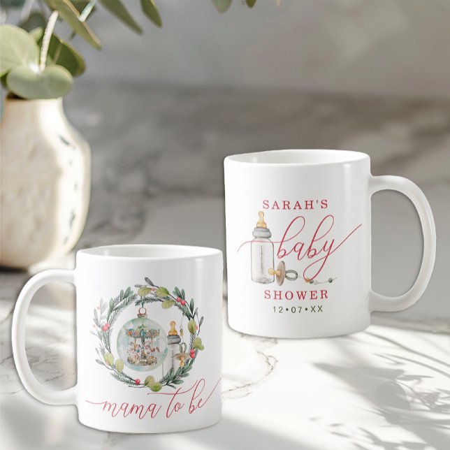Merry Little Baby Shower Mama-to-Be Keepsake Mug (Front & Back - Little Merry Baby Shower Mug)