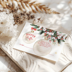 Merry Little Baby Shower Modern Christmas Diaper Enclosure Card