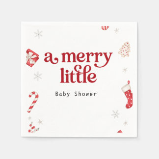 Merry Little Baby Shower Napkin | Christmas Baby