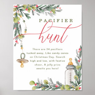 Merry Little Baby Shower Pacifier Hunt Sign