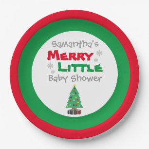 Merry Little Baby Shower Paper Plate