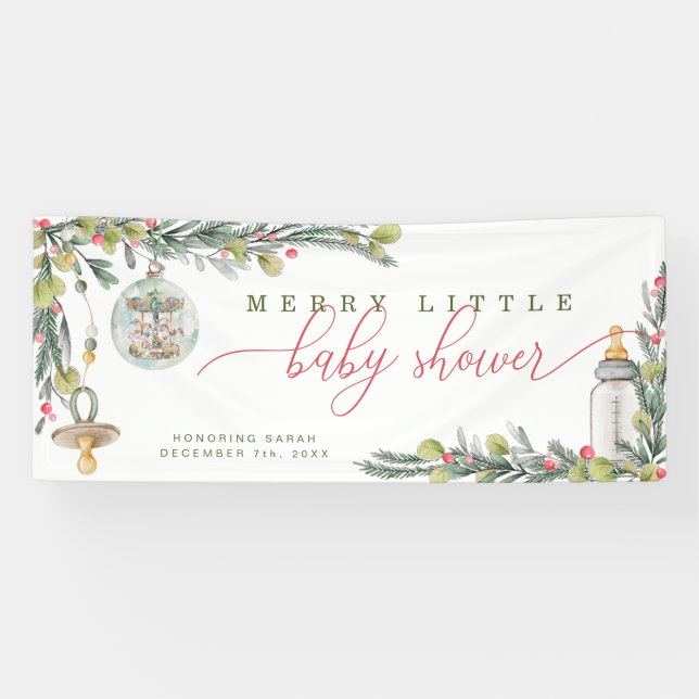 Merry Little Baby Shower Party Banner (Horizontal)
