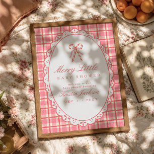 Merry Little Baby Shower Pink & Red Welcome Sign