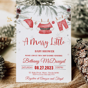 Merry Little Baby Shower Santa Baby  Invitation