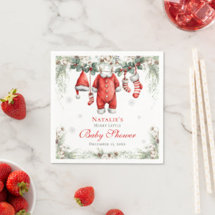 Merry Little Baby Shower Santa Suit Napkin