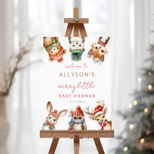 Merry little baby shower woodland welcome sign
