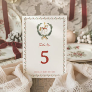 Merry Little Baby Shower Wreath Table Number