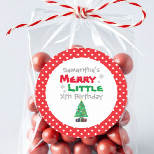 Merry Little Birthday Classic Round Sticker