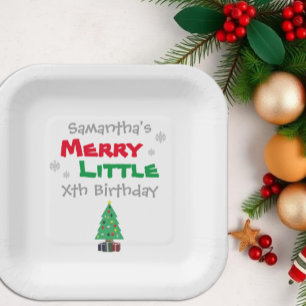 Merry Little Birthday Paper Plate