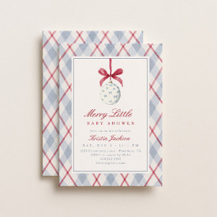 Merry Little Blue & Red Winter Baby Shower Invitation