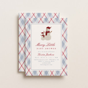Merry Little Blue & Red Winter Snow Baby Shower Invitation