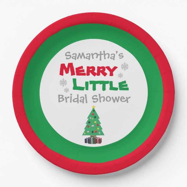 Merry Little Bridal Shower Paper Plate (Front)