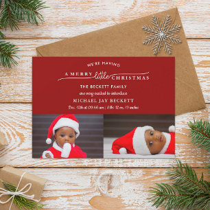 Merry Little Christmas 2 Photo Birth Announcement