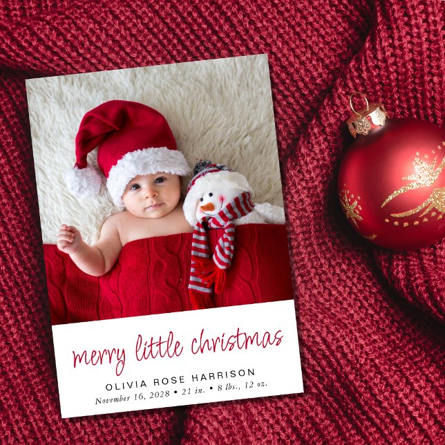 Merry Little Christmas 4 Photo Birth Announcement (A fun and unique way to introduce family and friends to your baby this holiday season)