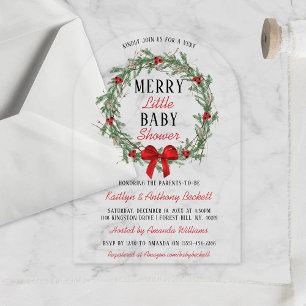 Merry Little Christmas Baby Shower Acrylic Invitations