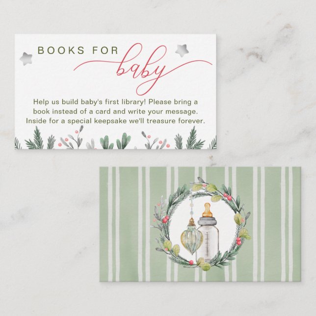 Merry Little Christmas Baby Shower Books for Baby Enclosure Card (Front/Back)