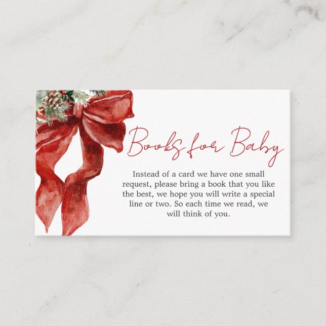 Merry Little Christmas Baby Shower Books for Baby Enclosure Card (Front)