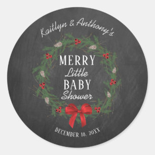 Merry Little Christmas Baby Shower Classic Round Sticker