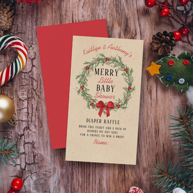 Merry Little Christmas Baby Shower Diaper Raffle Enclosure Card (Creator Uploaded)