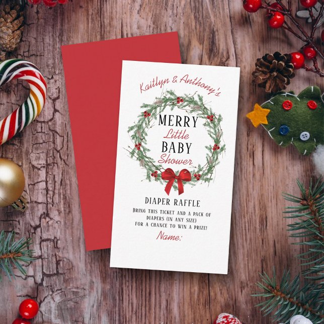 Merry Little Christmas Baby Shower Diaper Raffle Enclosure Card (Creator Uploaded)