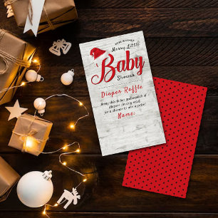 Merry Little Christmas Baby Shower Diaper Raffle Enclosure Card