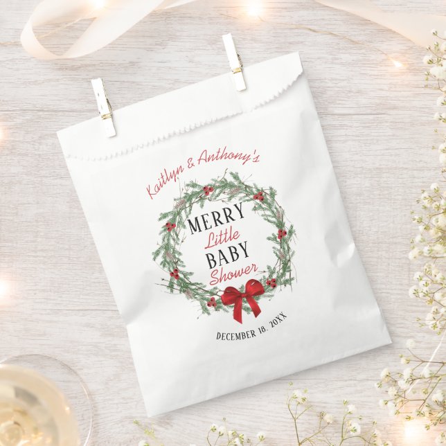 Merry Little Christmas Baby Shower Favour Bag (Clipped)