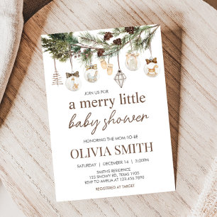 Merry Little Christmas Baby Shower Invitation