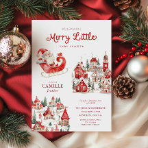 Merry Little Christmas Baby Shower Invitation