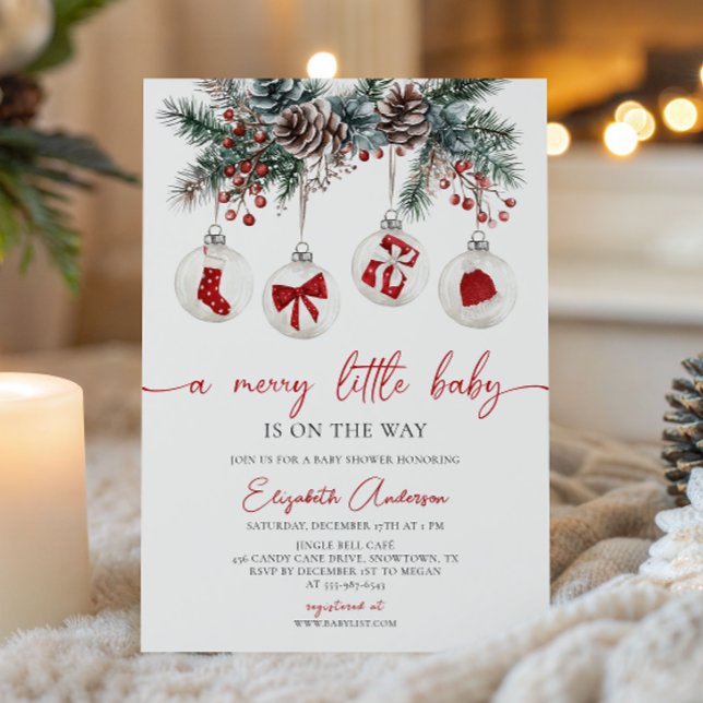 Merry Little Christmas Baby Shower Invitation (Creator Uploaded)