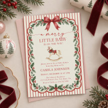 Merry Little Christmas Baby Shower Invitation